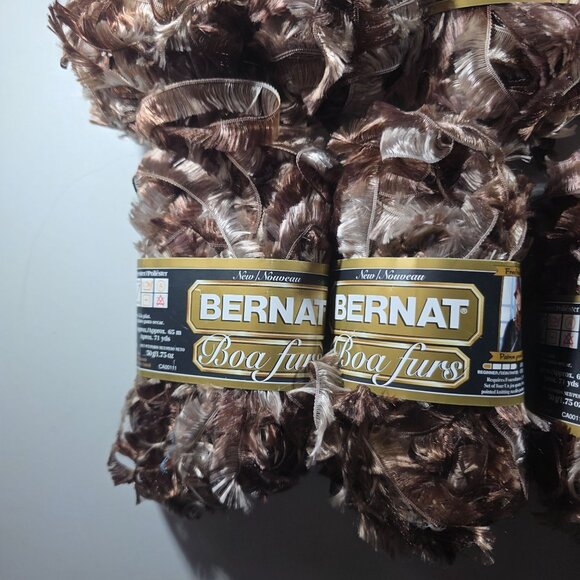 Bernat Boa Furs Yarn Lot Of 13 Skeins Polyester Brown Pink Multicolor craft - Picture 5 of 8